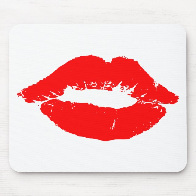 Kiss Lips Red Lipstick Liebe Passion Valentine Mousepad (Vorne)