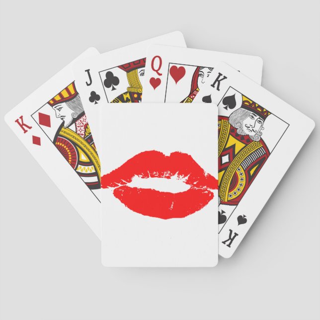 Kiss Lips Red Lipstick Liebe Passion Valentine Spielkarten (Rückseite)