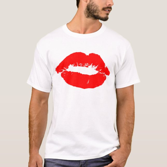Kiss Lips Red Lipstick Liebe Passion Valentine T-Shirt (Vorderseite)