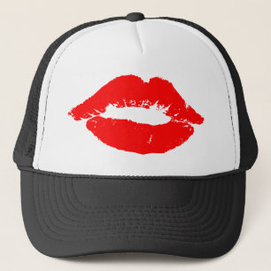 Kiss Lips Red Lipstick Liebe Passion Valentine Truckerkappe
