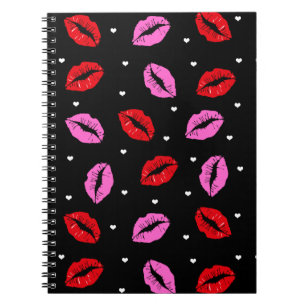 Kiss Lips Rosa und Rot, Herz-Notebook BLK Notizblock