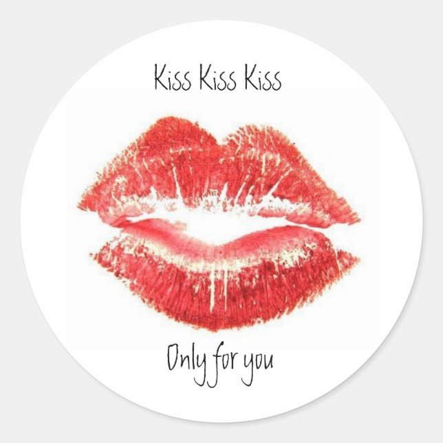 kiss_lips, runder aufkleber (Vorderseite)