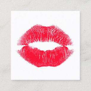 Kiss Makeup Artist Kissing Red Lips Square Quadratische Visitenkarte