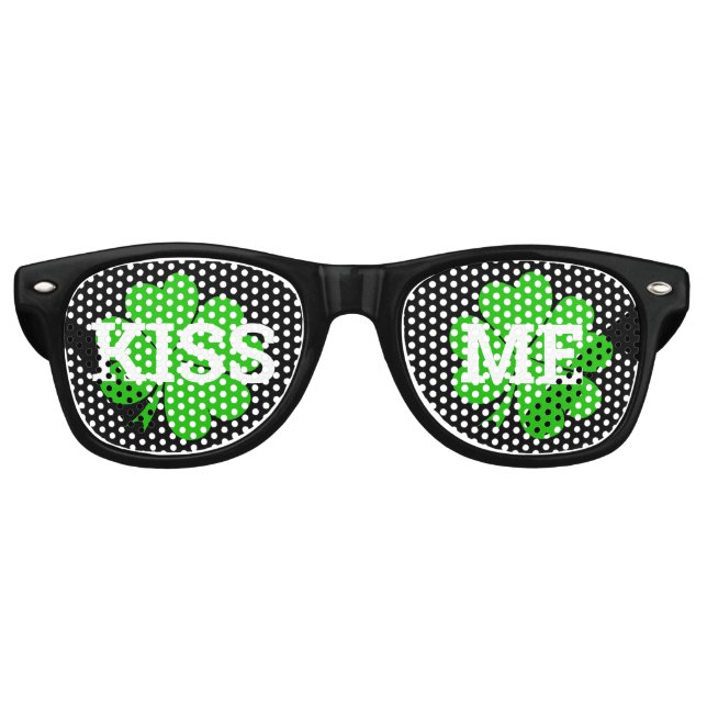 KISS ME Clover Retro Shades / Fun Party Sonnenbril Partybrille (Vorderseite)
