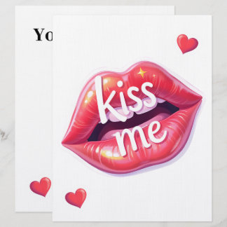 Kiss Me Glossy Red Lips Art Illustration Briefbogen
