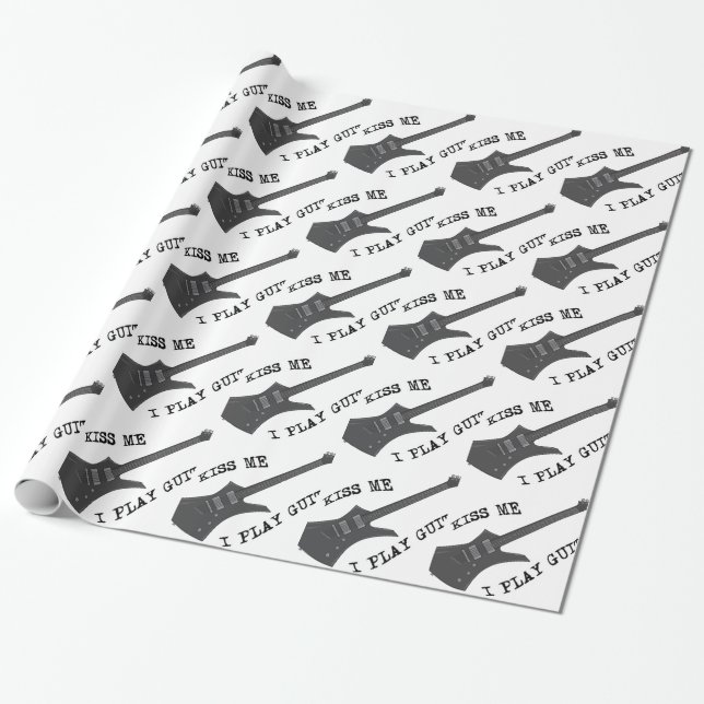Kiss Me Guitar Player Geschenkpapier (Ungerollt)