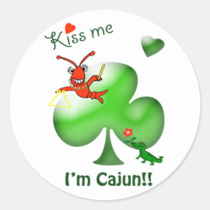 Kiss Me I bin Cajun St Patrick's Day Crawfish Runder Aufkleber