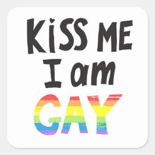 Kiss Me I Bin Gay Quadratischer Aufkleber