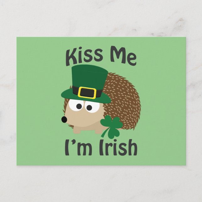 Kiss Me I bin irischer Igel Postkarte (Vorderseite)