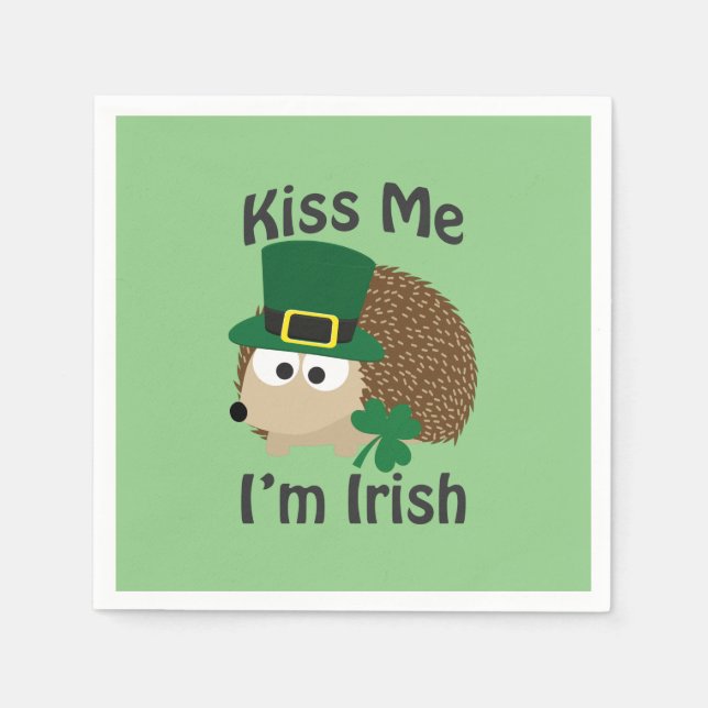 Kiss Me I bin irischer Igel Serviette (Vorderseite)