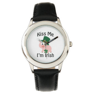 Kiss Me I bin Irish Pig Armbanduhr