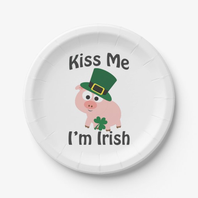 Kiss Me I bin Irish Pig Pappteller (Vorderseite)