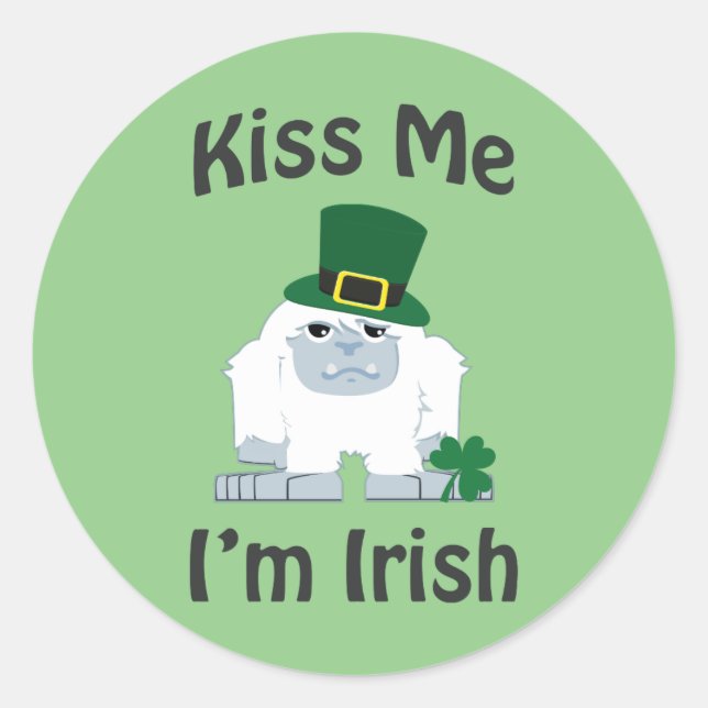 Kiss Me I bin Irish Yeti Runder Aufkleber (Vorderseite)