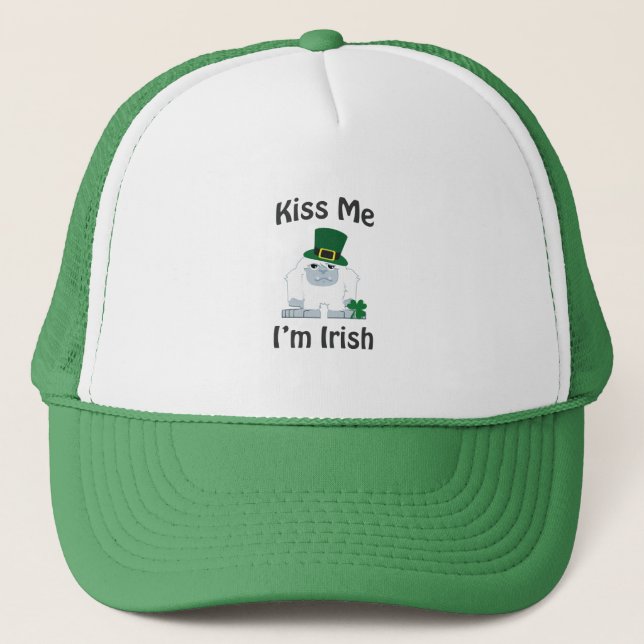 Kiss Me I bin Irish Yeti Truckerkappe (Vorderseite)
