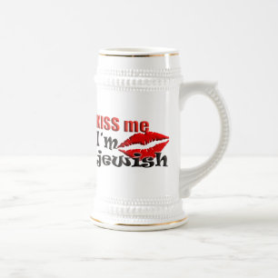 Kiss Me I bin jüdisch Bierglas