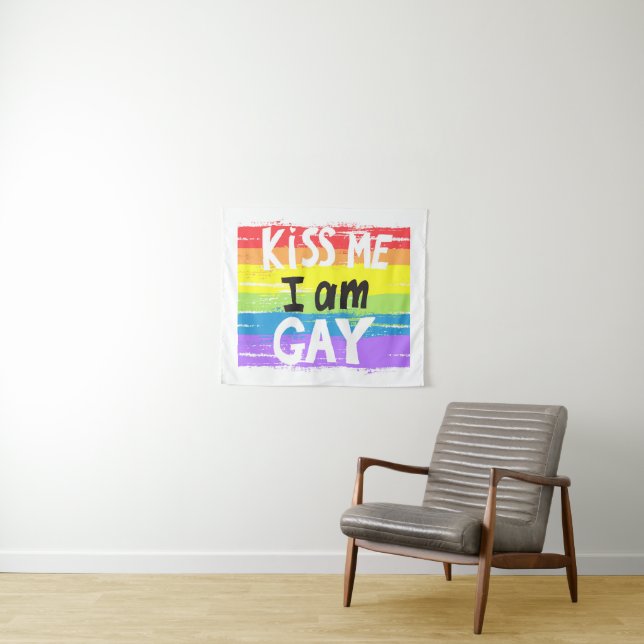 Kiss Me I is Gay Wandteppich (Beispiel (Horizontal))