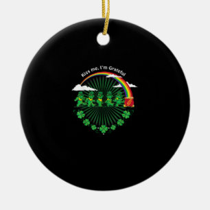 Kiss Me Ich bin dankbar Leprechauns Rainbow St Pat Keramik Ornament