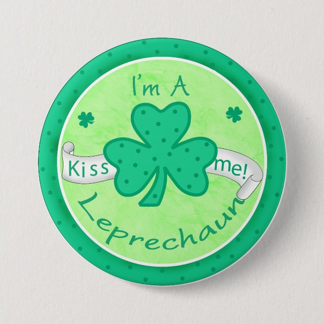 Kiss Me - Ich bin ein Leprechaun Button-Abzeichen Button (Vorderseite)