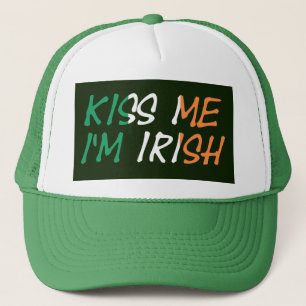Kiss Me Ich bin irisch auf irischer Flagge Truckerkappe