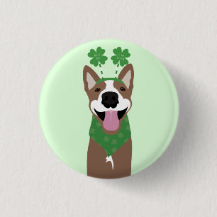 Kiss Me Ich bin irischer brauner Hund grün Button