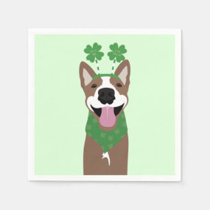 Kiss Me Ich bin irischer brauner Hund grün Serviette