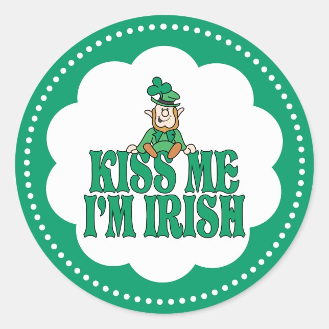 Kiss Me Ich bin irischer Kobold Runder Aufkleber (Vorderseite)