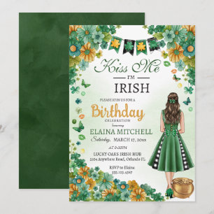 Kiss Me Ich bin Irish Girl Green Dress St. Patrick Einladung