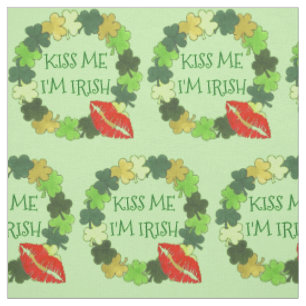 Kiss Me Ich bin Irish Green Kleeblatt Wreath Red L Stoff