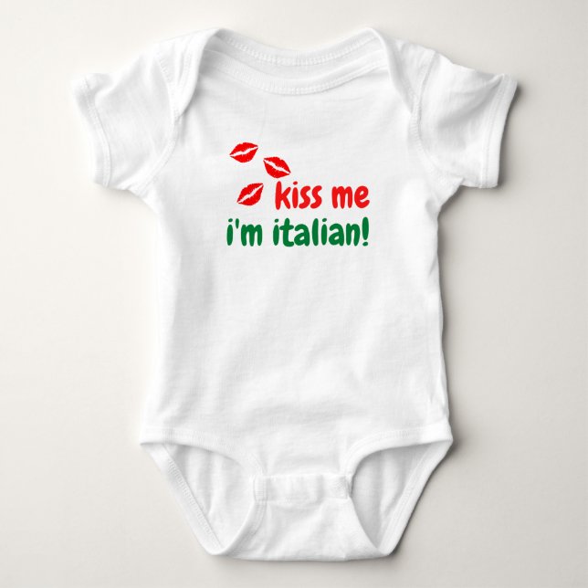 Kiss Me Ich bin Italiener Baby Body Anzug Baby Strampler (Vorderseite)