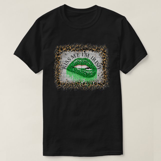 Kiss Me Ich bin Niedlich Green Leopard Print St Pa T-Shirt (Design vorne)