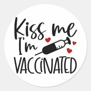 Kiss Me Im geimpft Niedlicher Covid Valentines S Runder Aufkleber