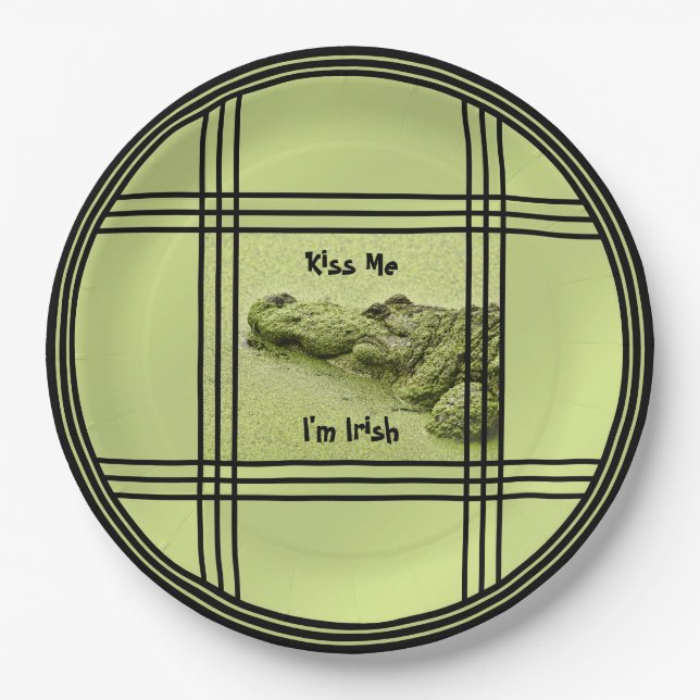 Kiss Me I'm Irish - Green Gator Nature Fotografy Pappteller (Vorderseite)