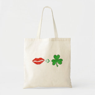 Kiss Me I'm Irish Lips + Kleeblatt Tote Bag Tragetasche