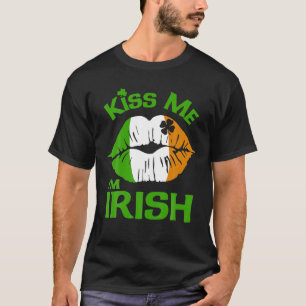 Kiss Me I'm Irish Lips Lucky Kleeblatt Clover St P T-Shirt