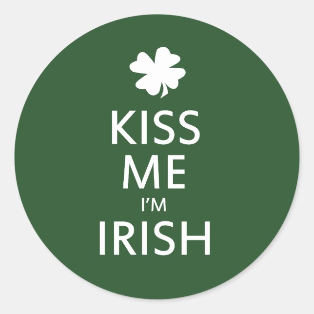 Kiss me Im Irish Runder Aufkleber (Vorderseite)