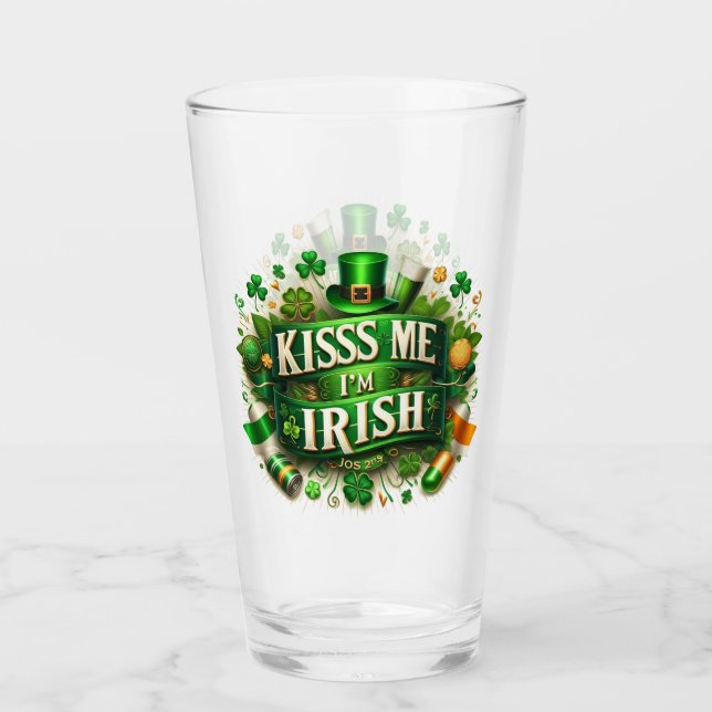 Kiss Me I'm Irish St Patrick's Day Glas (Vorderseite)