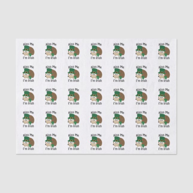 Kiss Me Im Irish St Patricks Day Igel Seidenpapier (Vorderseite)