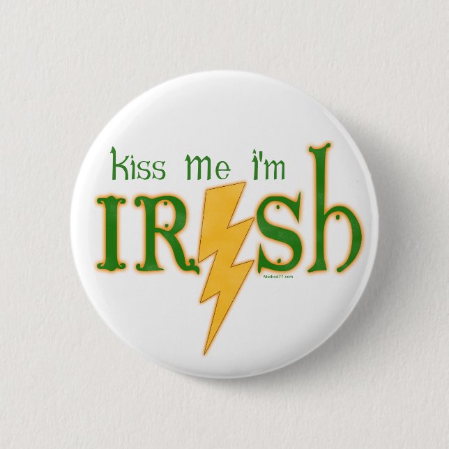 Kiss Me Irish Lightning Bolt Button (Vorderseite)