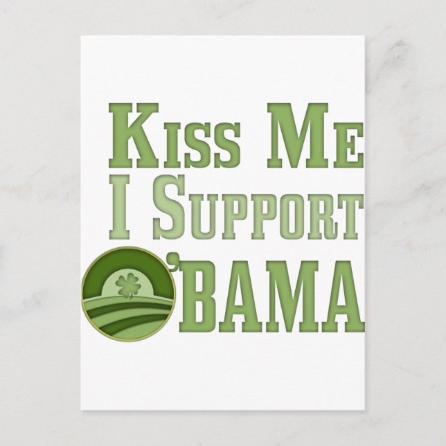 Kiss Me Irish Obama Postkarte (Vorderseite)