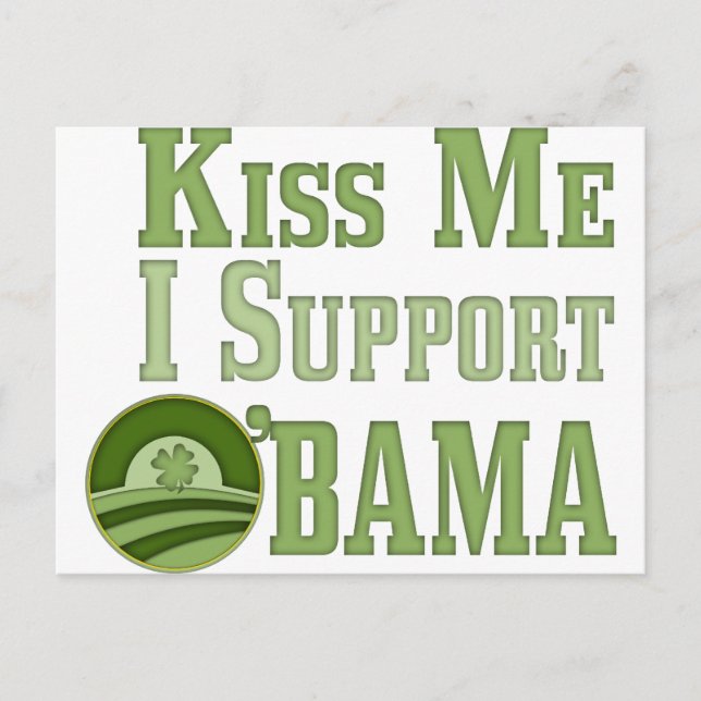 Kiss Me Irish Obama Postkarte (Vorderseite)
