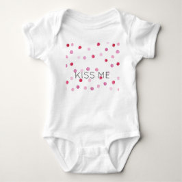 KISS ME Pink Aquarell Dots Sweet Valentine Fun Baby Strampler