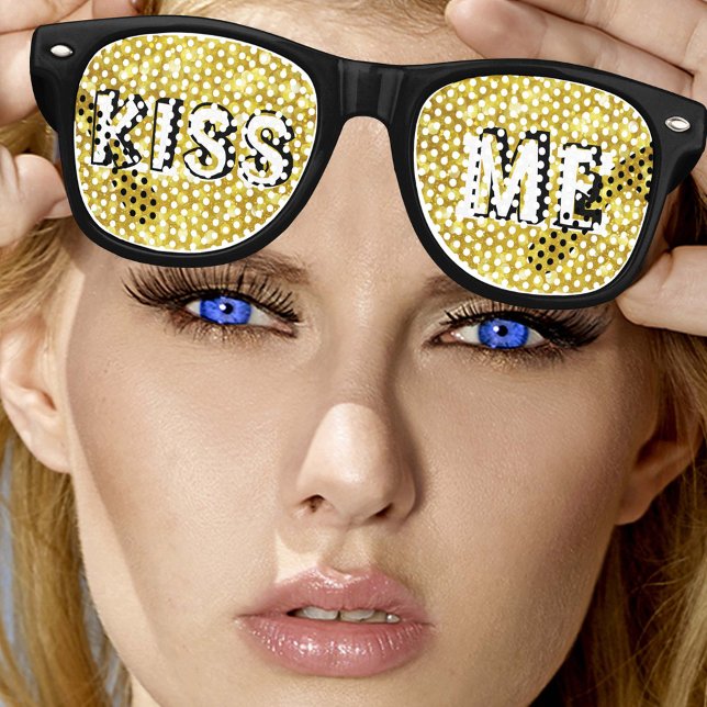 KISS ME Retro Shades golden / Fun Party Sonnenbril Partybrille (Von Creator hochgeladen)