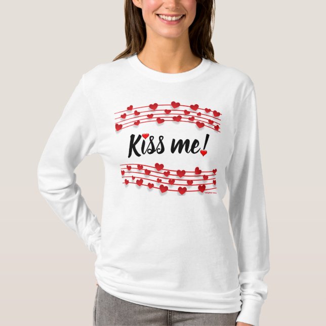 Kiss Me Valentinstag Women's Long Sleeve T - Shirt (Vorderseite)