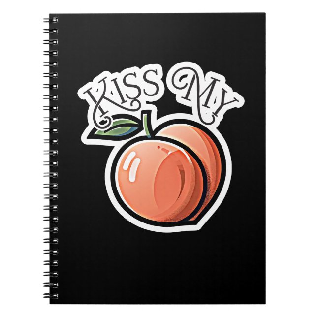 Kiss meine Pfirsichpfirsiche Funny Frucht Notizblock (Vorderseite)