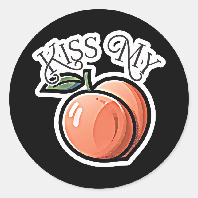 Kiss meine Pfirsichpfirsiche Funny Frucht Runder Aufkleber (Vorderseite)
