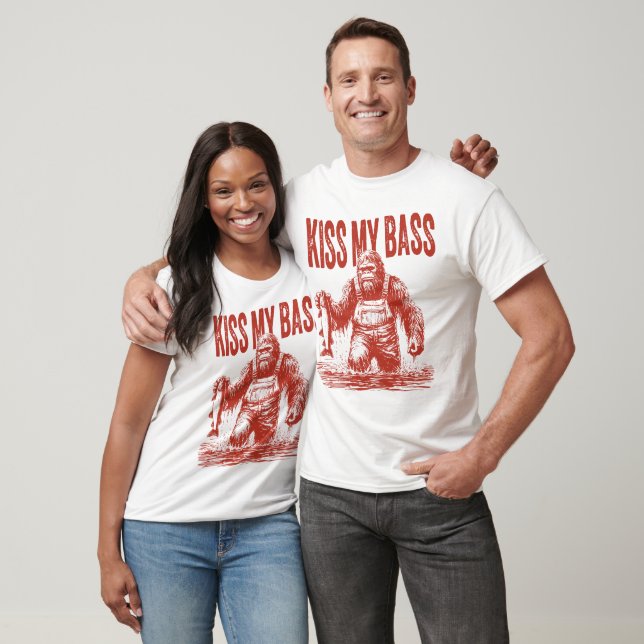 Kiss meinen Bass Bigfoot Rot fischen T-Shirt (Unisex)