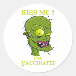 "KISS MIR, ICH BIN VACCINIERT" lustig Runder Aufkleber