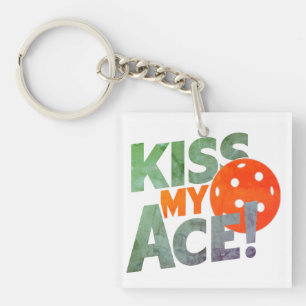Kiss My Ace Funny Pickleball Sprichwort Frauen Schlüsselanhänger
