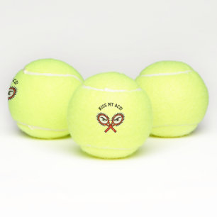 Kiss my Ace gekreuzte Schläger Logo individuell Tennisbälle