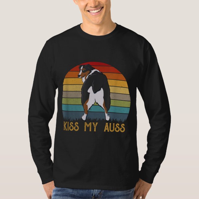 Kiss My Auss Funny Aussie Mama Aussie Owner Retro  T-Shirt (Vorderseite)